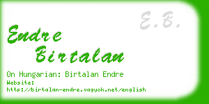 endre birtalan business card